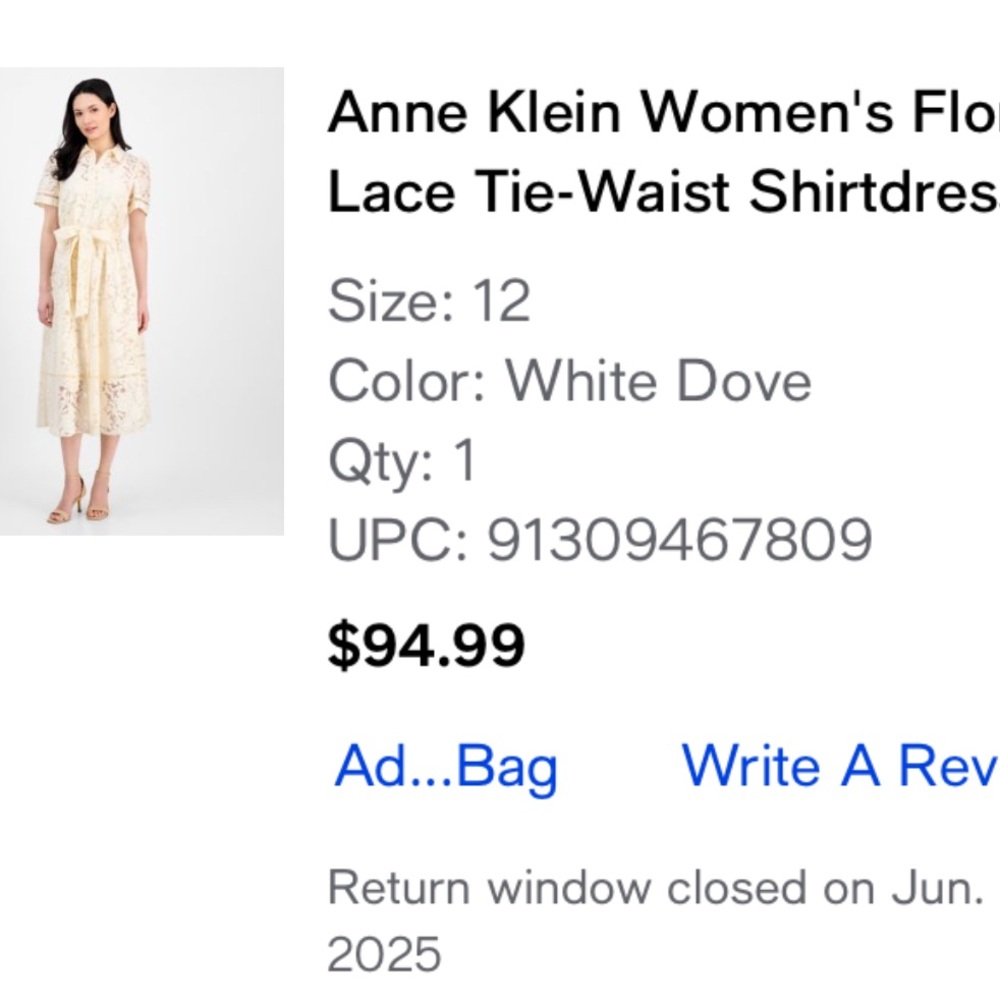 Anne Klein Women's Lace Tie-Waist Midi Dress - Cream